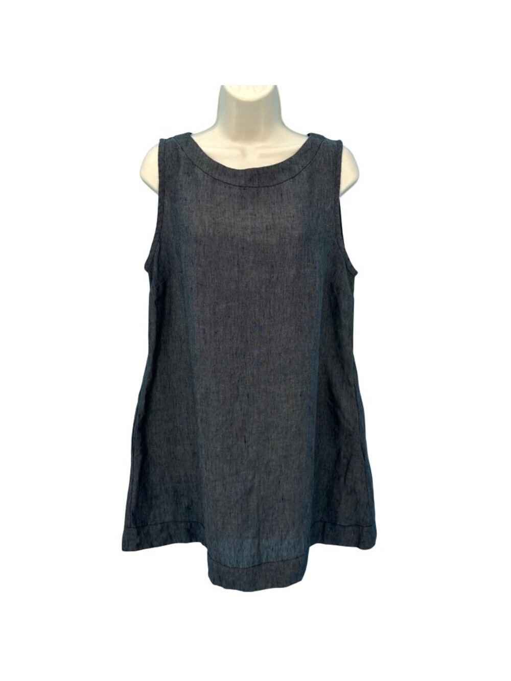 NWOT Flax Womens Charcoal Grey 100% Linen Sleeveless Tunic Top Size S